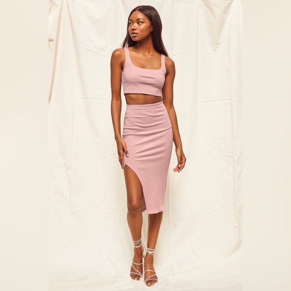 NWOT Blush Pink Ribbed Bodycon Two-Piece Dress - Picture 3 of 5
